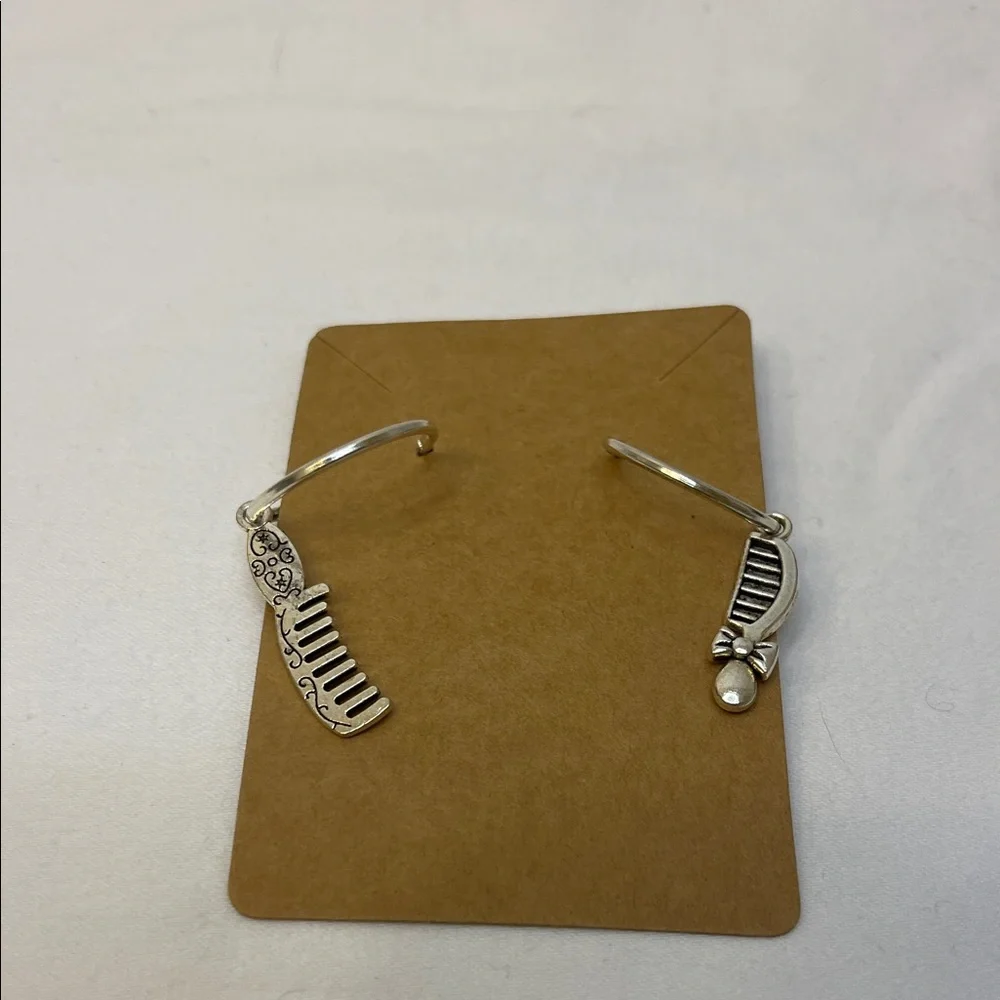 Silver Comb Charm Earrings